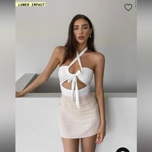 Selby Mini Skirt - Oatmeal from Princess Polly